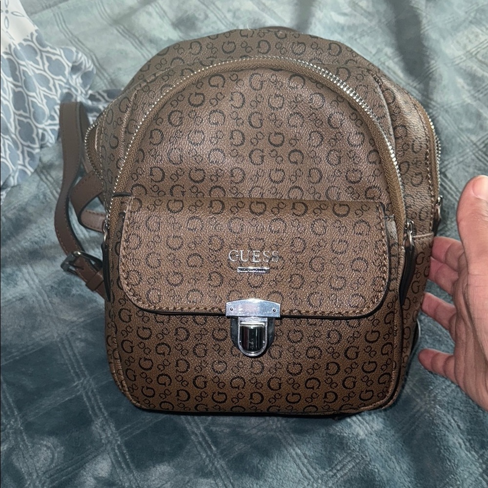 GUESS Brown Logo Backpack
